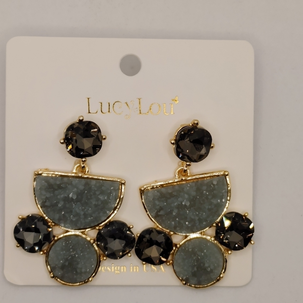 GREY DRUZY STATEMENT DROP EARRINGS NWT - Picture 5 of 8
